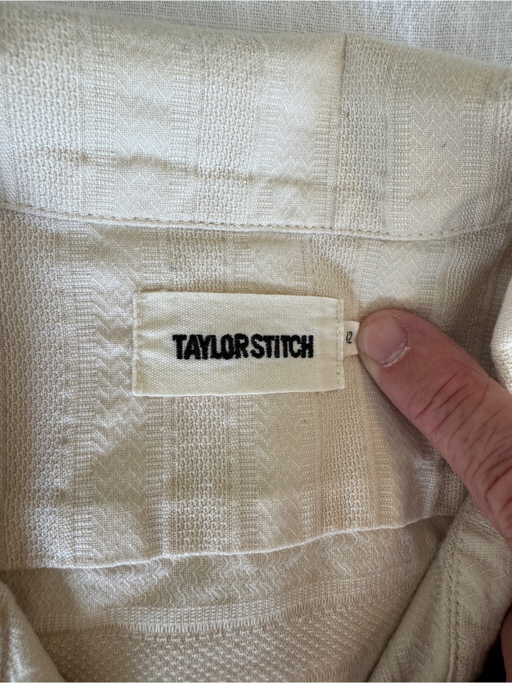 Taylor Stitch Cream Short-Sleeve Textured Button-Down Shirt - Picture 4 of 6